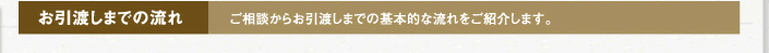 お引渡しまでの流れ　ご相談からお引渡しまでの基本的な流れをご紹介します。