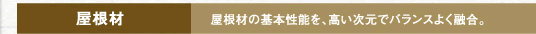 屋根材　屋根材の基本性能を、高い次元でバランスよく融合。